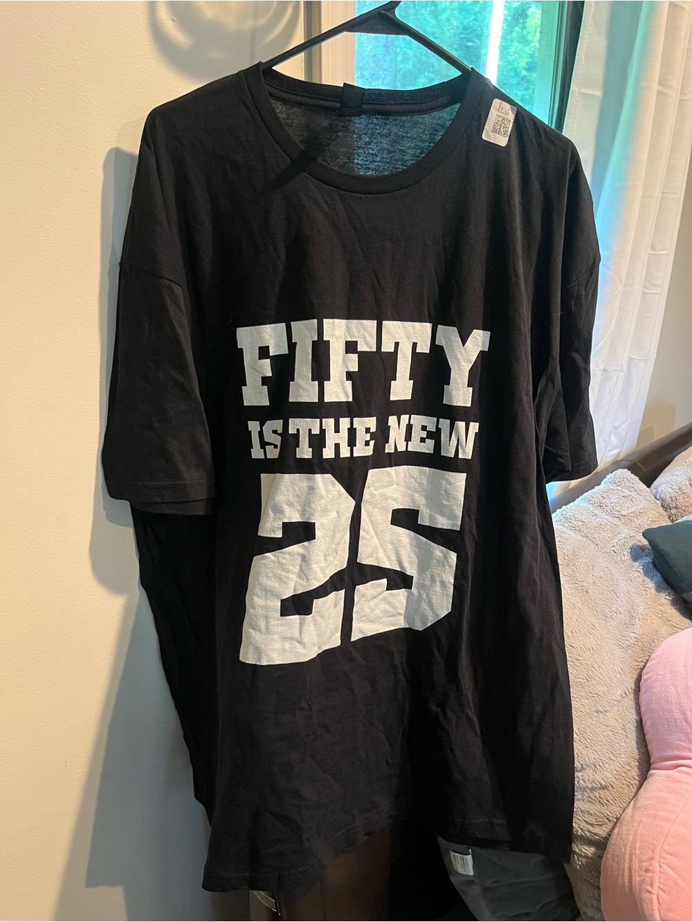 & Other Stories Black Short-Sleeve Tee with White 'FIFTY IS THE NEW 25' Print